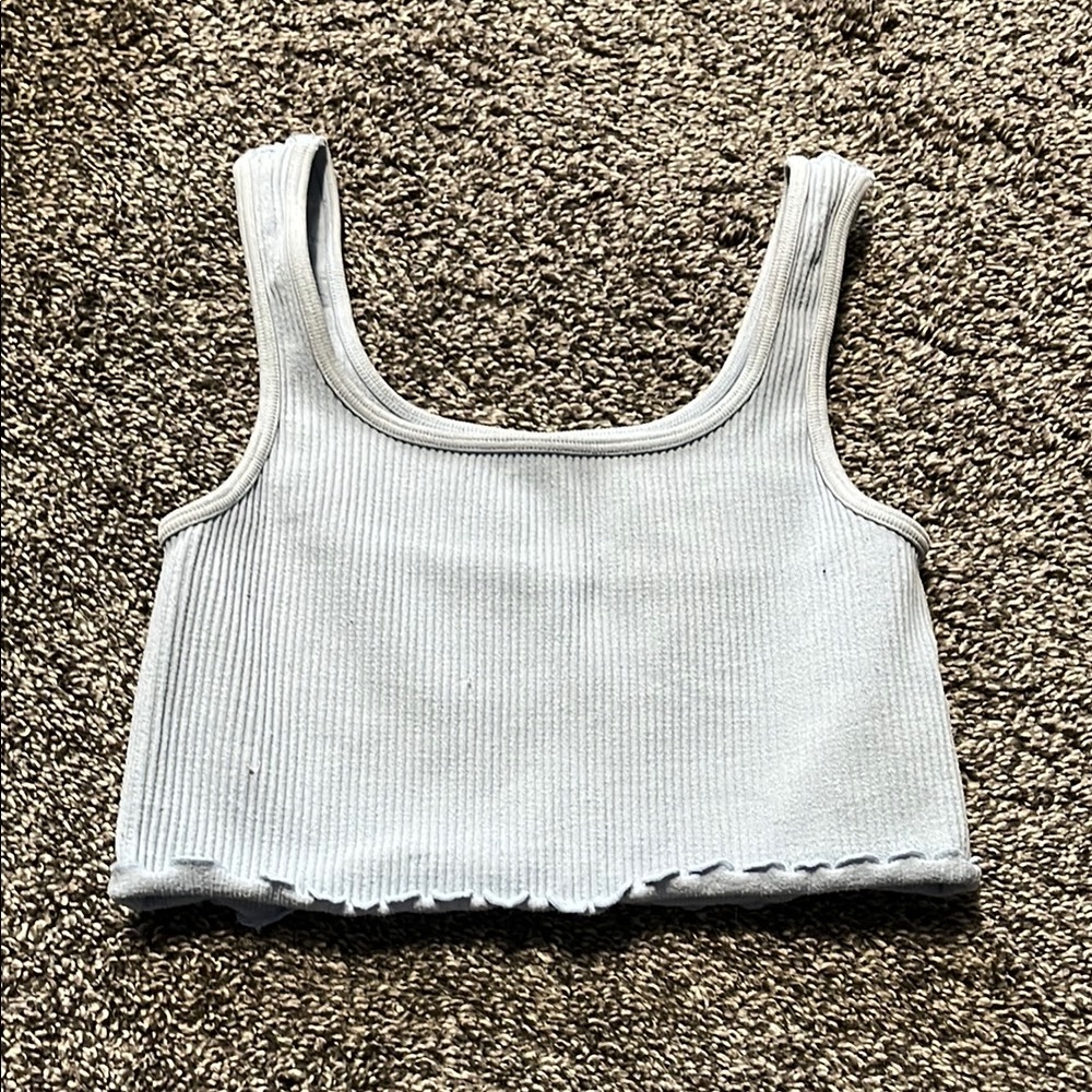 Light Blue Ribbed Tank Top
